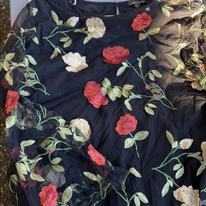 Delia Black Floral Belle Sleeve Blouse